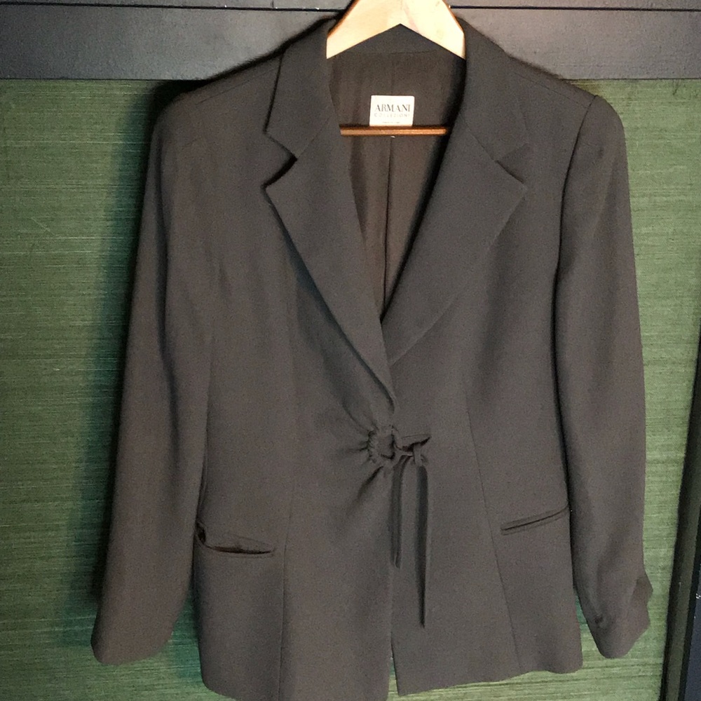 Vintage Armani Collezioni suit, gray-blue, sz 14